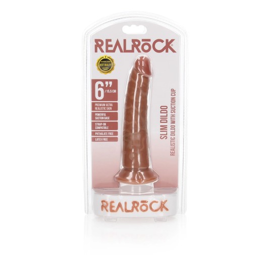 RealRock - Cienkie realistyczne dildo z przyssawką 15,5 cm